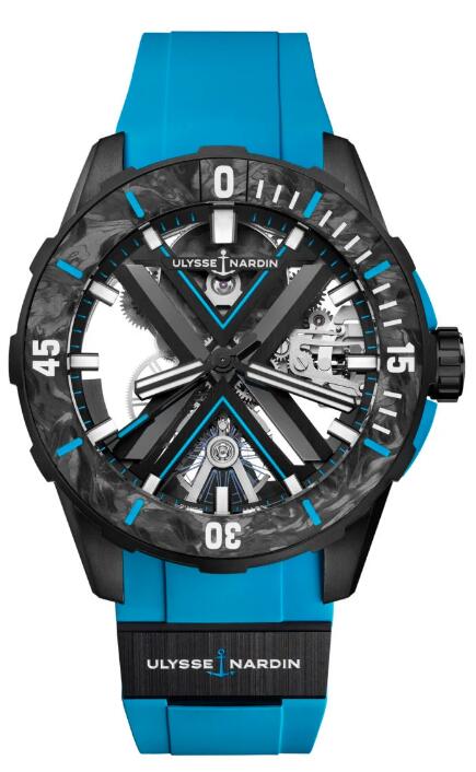 Review Best Ulysse Nardin Diver X Skeleton Azure 3723-170-2B/3A watches sale